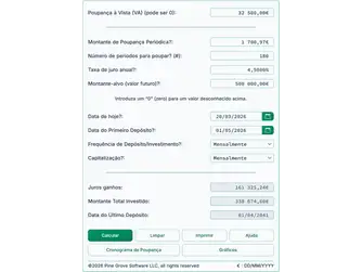 Screenshot of the savings calculator interface