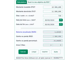 Screenshot of the ROI calculator interface