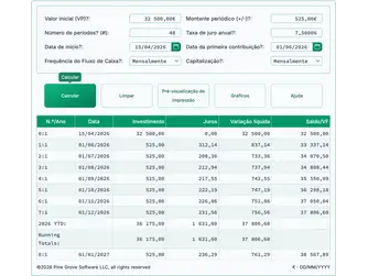 Screenshot of the future value of an annuity calculator interface