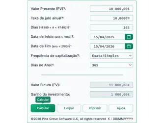 Screenshot of the future value calculator interface