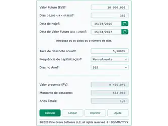 Screenshot of the present value calculator interface