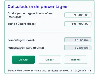 Screenshot of the percentage calculators interface