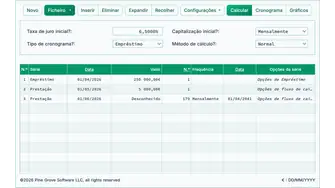 Captura de ecrã da interface do Ultimate Financial Calculator