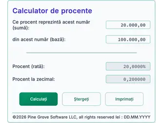 Screenshot of the percentage calculators interface