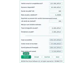 Screenshot of the affordable house calculator interface