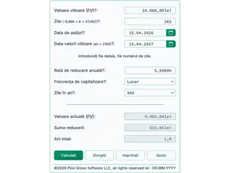 Screenshot of the present value calculator interface
