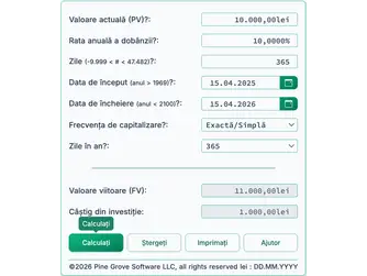 Screenshot of the future value calculator interface