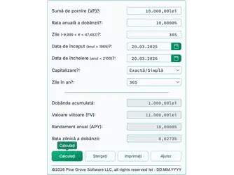 Screenshot of the interest calculator interface