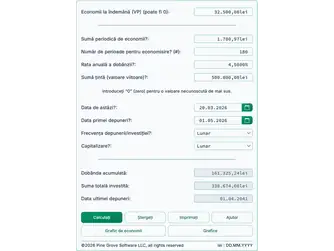 Screenshot of the savings calculator interface