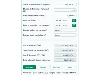 Screenshot of the present value of an annuity calculator interface