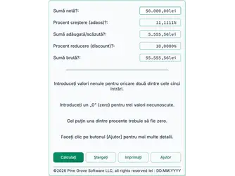 Screenshot of the markup and discount calculator interface