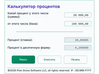 Screenshot of the percentage calculators interface