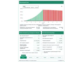 Screenshot of the retirement calculator interface