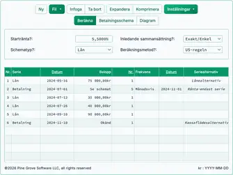 Screenshot of the construction loan calculator interface