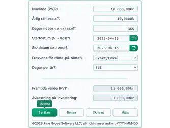 Screenshot of the future value calculator interface