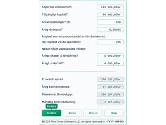 Screenshot of the affordable house calculator interface