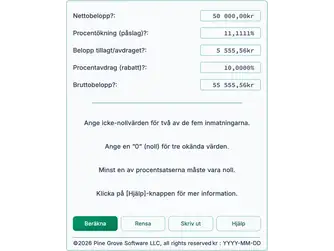 Screenshot of the markup and discount calculator interface