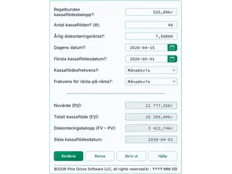 Screenshot of the present value of an annuity calculator interface