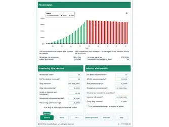 Screenshot of the retirement calculator interface